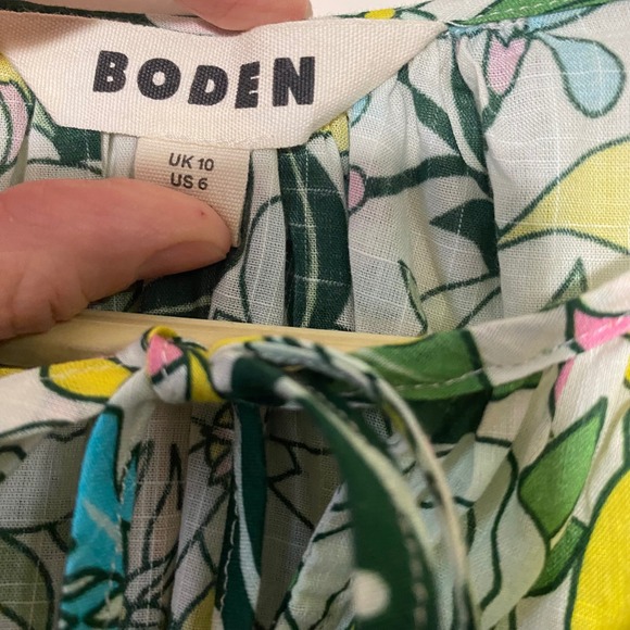 Boden Cotton Floral Peasant Blouse Tassel Long Sleeve Colorful Top Womens Sz 6 - Picture 7 of 9